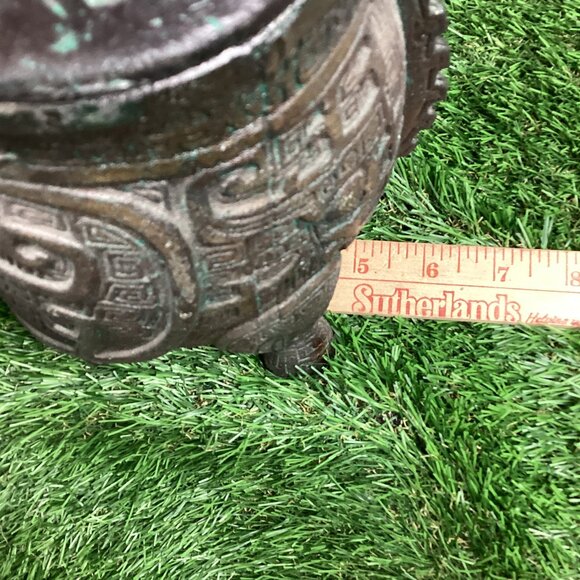 Vintage JAMES MONT Style Verdigris Mid-Century Asian Pitcher - Picture 12 of 14